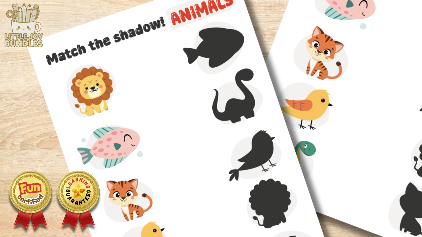 Match the animals to their shadows - Colored