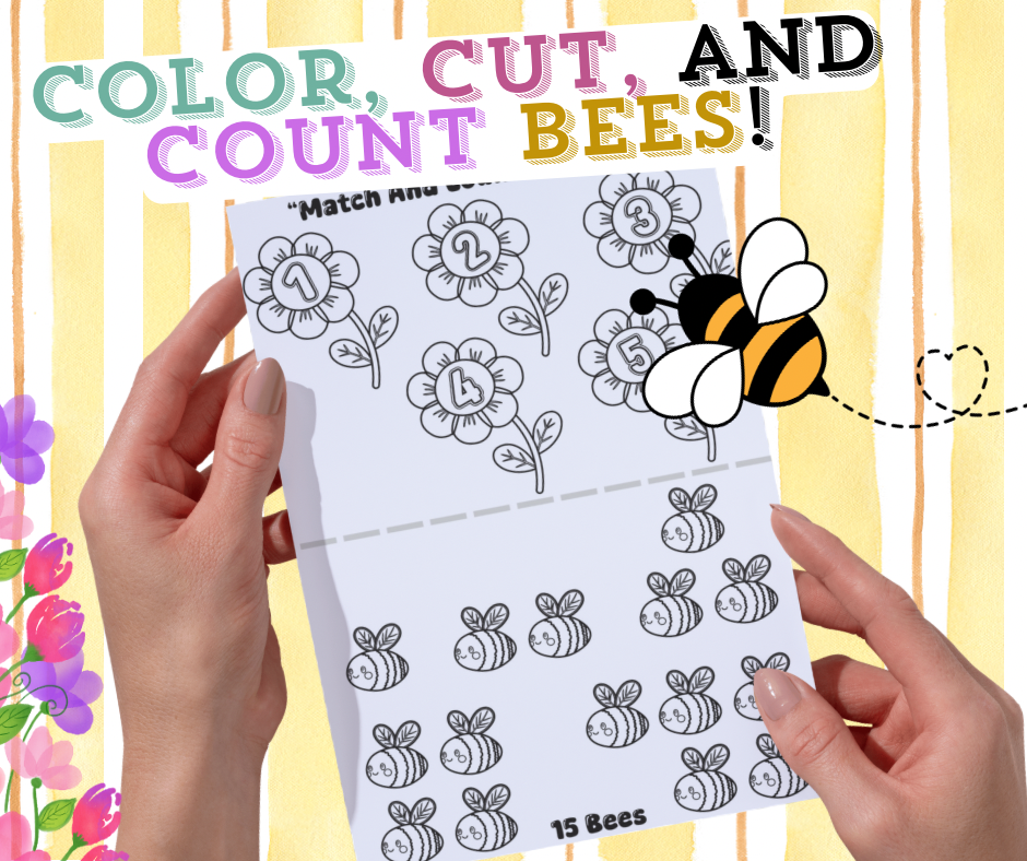 Match and Count the Bees - Black and White