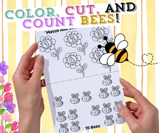 Match and Count the Bees - Black and White