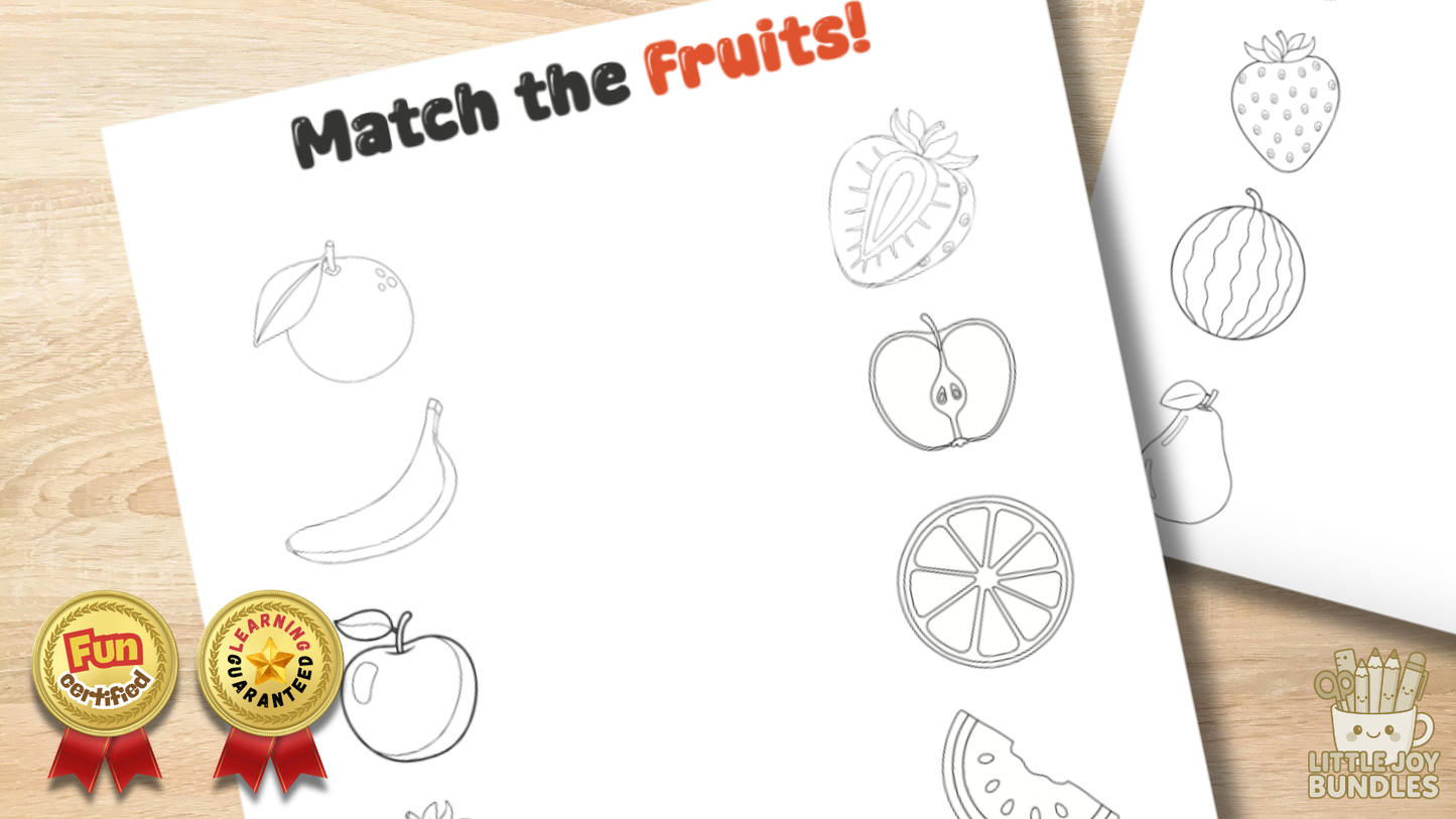 Match the fruits - Black and White